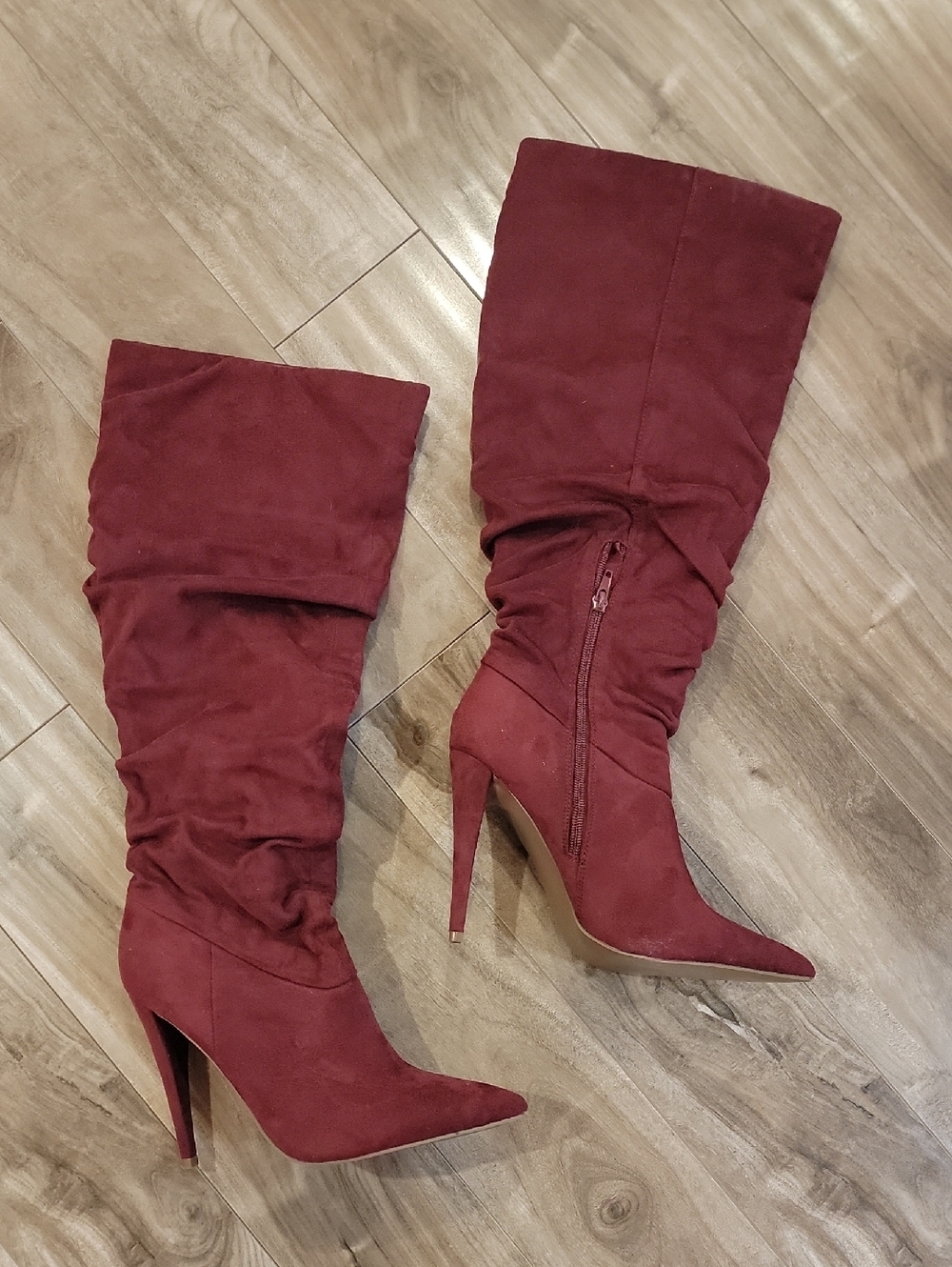 ❄️3/$30 Maya Burgundy Over-the-Knee Slouchy Pointed Stiletto Boots